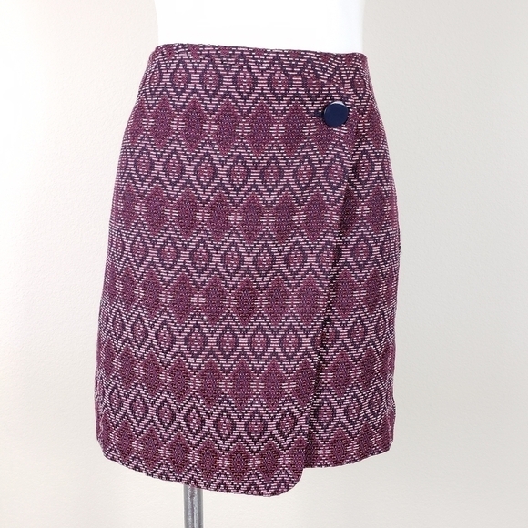 Loft Diamond Button Wrap Red Skirt, Size 4, 8 - Picture 1 of 8